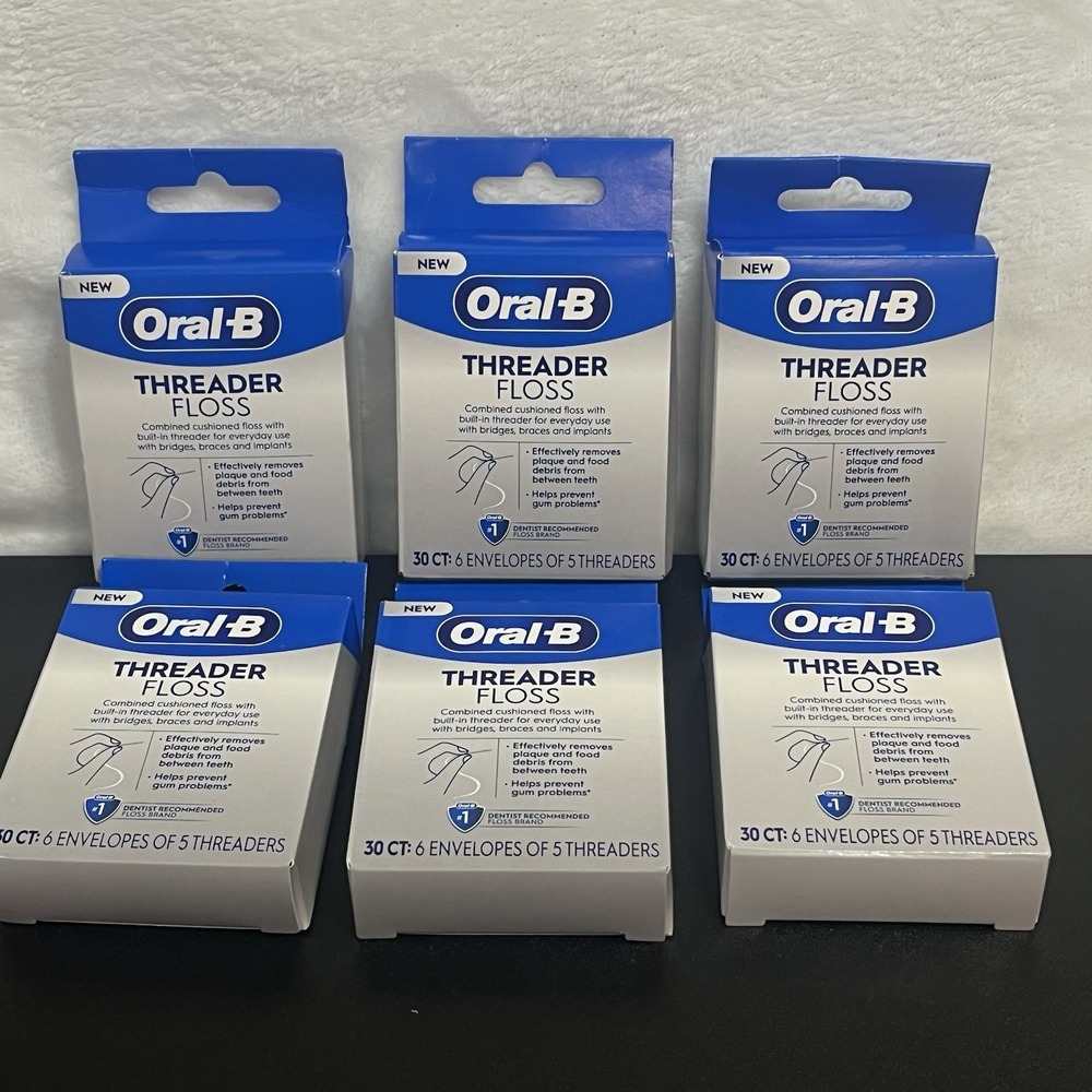 ORAL-B THREADER FLOSS 30ct (6 packs of 5) NEW Sealed 6 Boxes 180 Count Total